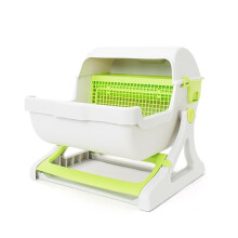 Large Covered Cat Litter Box with Walls, TiltandDump Cleaning, SemiClosed Design Green