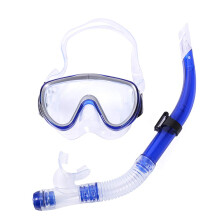 Snorkel Set Dry Top Snorkel Mask Anti-Fog Anti-Leak for Adults and Kids Blue Swimming Diving Glasses