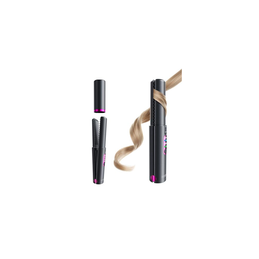 Gray Cordless Hair Straightener And Curler 2 In 1 Usbc Rechargeable Ceramic Flat Iron For Travel