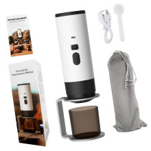 USB Rechargeable Portable Espresso Maker with Rapid 90C Heating for Travel Car and Camping White