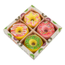 Doughnut Shape Bath Bombs Set of 4 100g Moisturizing Essential Oils for Luxurious Spa Experience