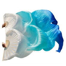 Belly Dance Fans 120x90cm Pair Gradient Silk Dancing Fans with Vibrant Colors for Stage Performance