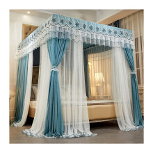 Bed Canopy DoubleLayer Mosquito Net, 4Bar Support, 2m DustProof Bed Curtain, Color Style 1, 180x220x200cm