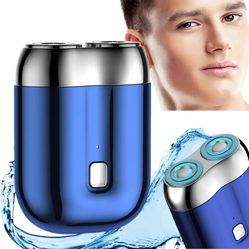 Blue Rechargeable Waterproof Dualhead Electric Shaver For Men With Fast Typec Charging