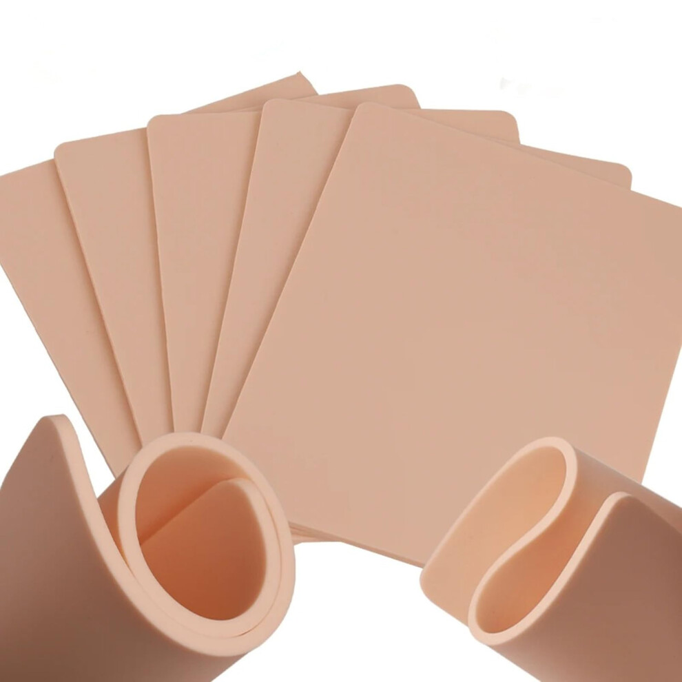 Tattoo Practice Skin 3mm DoubleSided Silicone Fake Skin Sheets with Realistic Texture 5PCS