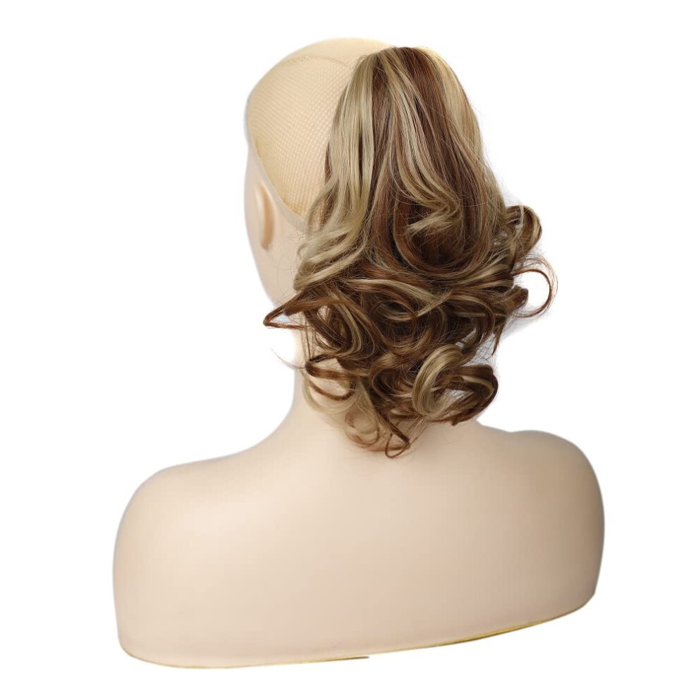 Unisex 12 Inch Wavy Clip In Ponytail Extension With Secure Claw Clip, Naturallook Synthetic Hairpiece