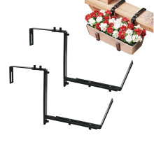 Adjustable Metal Window Box Brackets with Single Hook for Balcony Railing, Fence or Patio