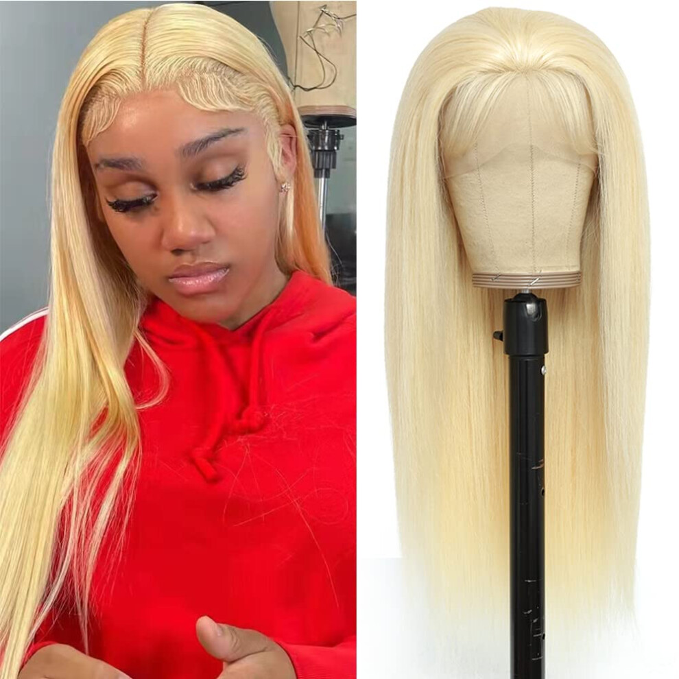 Unisex 613 Lace Front Wig Human Hair 28 Inch Blonde 13X6 Hd Lace Pre Plucked Brazilian Virgin Hair