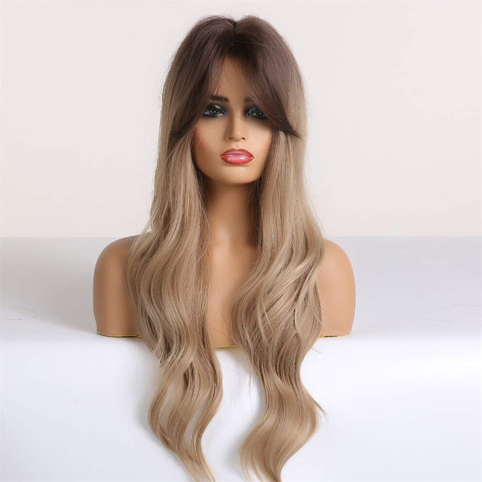 Long Ombre Lace Front Wig 24 Inch Heat Resistant Synthetic Wigs for Women Natural Hairline