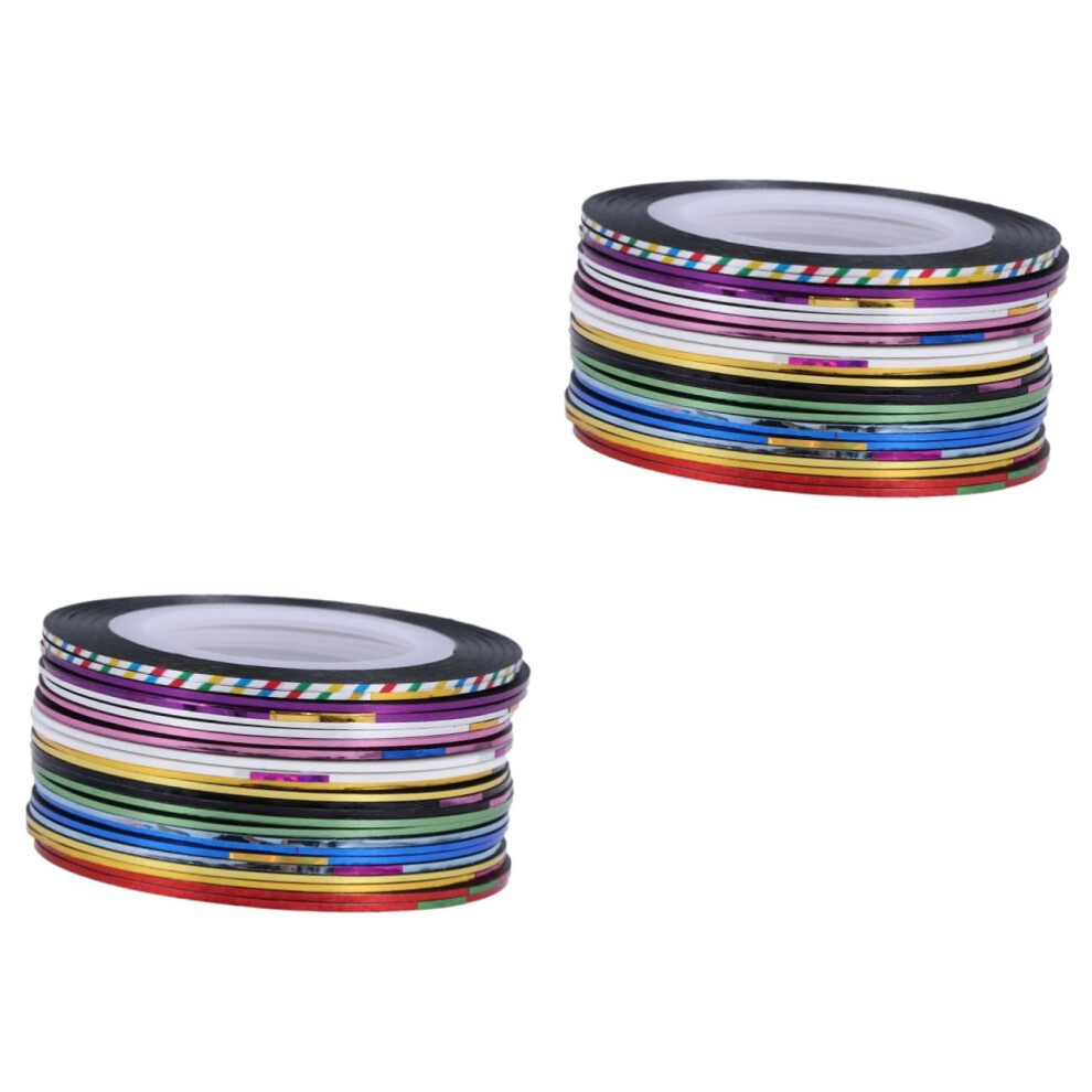 60 Rolls Holographic Nail Striping Tape Set Self Adhesive Glitter Lines for Manicure Pedicure