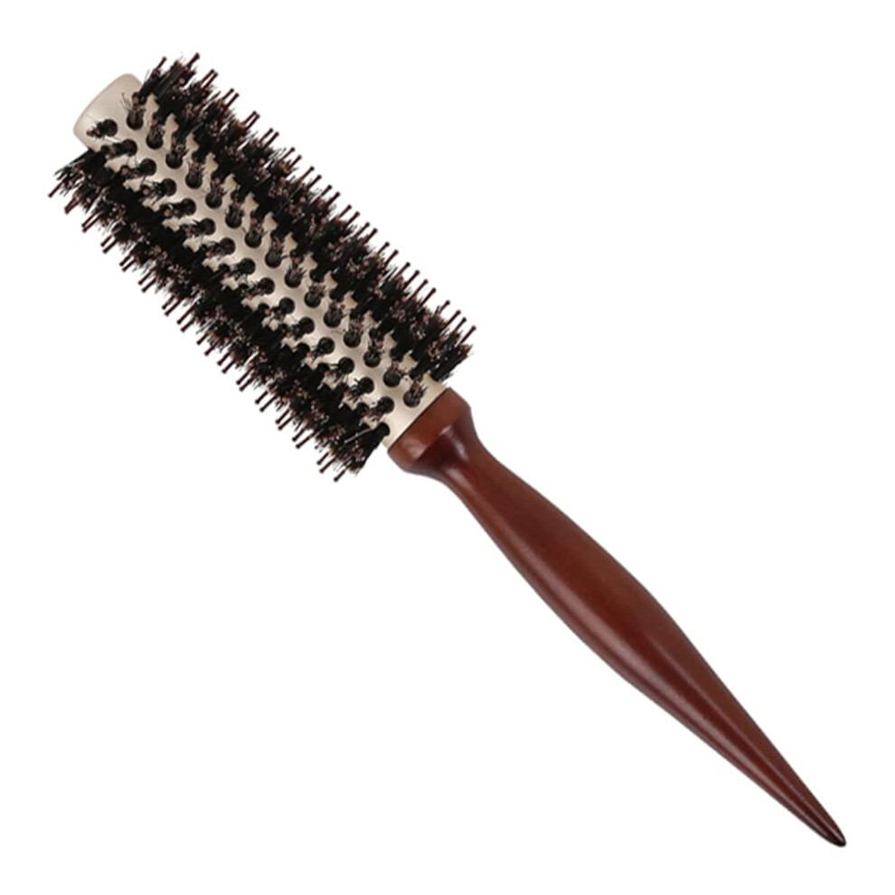 Round Hair Brush with Boar Bristles, Ceramic Thermal Barrel for Faster Drying and Smooth Blowouts