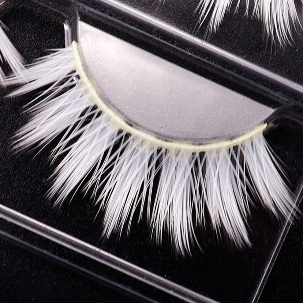 White 3 Pairs False Eyelashes Cosplay Makeup Stage Performance 10.5X16x2cm