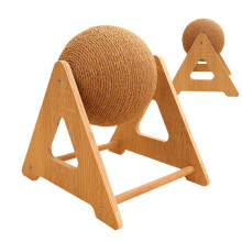 Cat Scratching Toy Wooden Spinner Ball with Durable Sisal Rope for Indoor Cats and Kittens M
