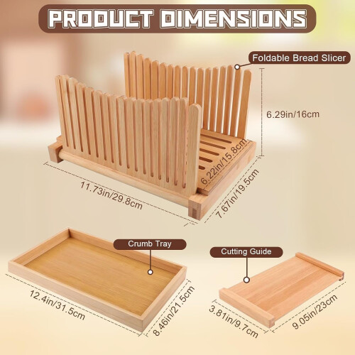 Bamboo Bread Slicer with ExtraWide Adjustable Slot for Precise Even Cutting, 11 Inch Guide 1