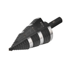 Punta a gradino nitrurata M2 HSS, da 3/16 a 1-3/8 pollici, cono, stelo esagonale da 3/8 di pollice, per metallo