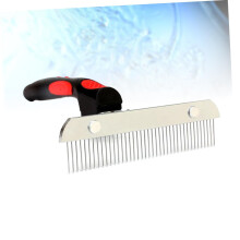 Pet Grooming Comb with Double Row Stainless Steel Teeth for Dogs and Puppies, Removes Loose Hair