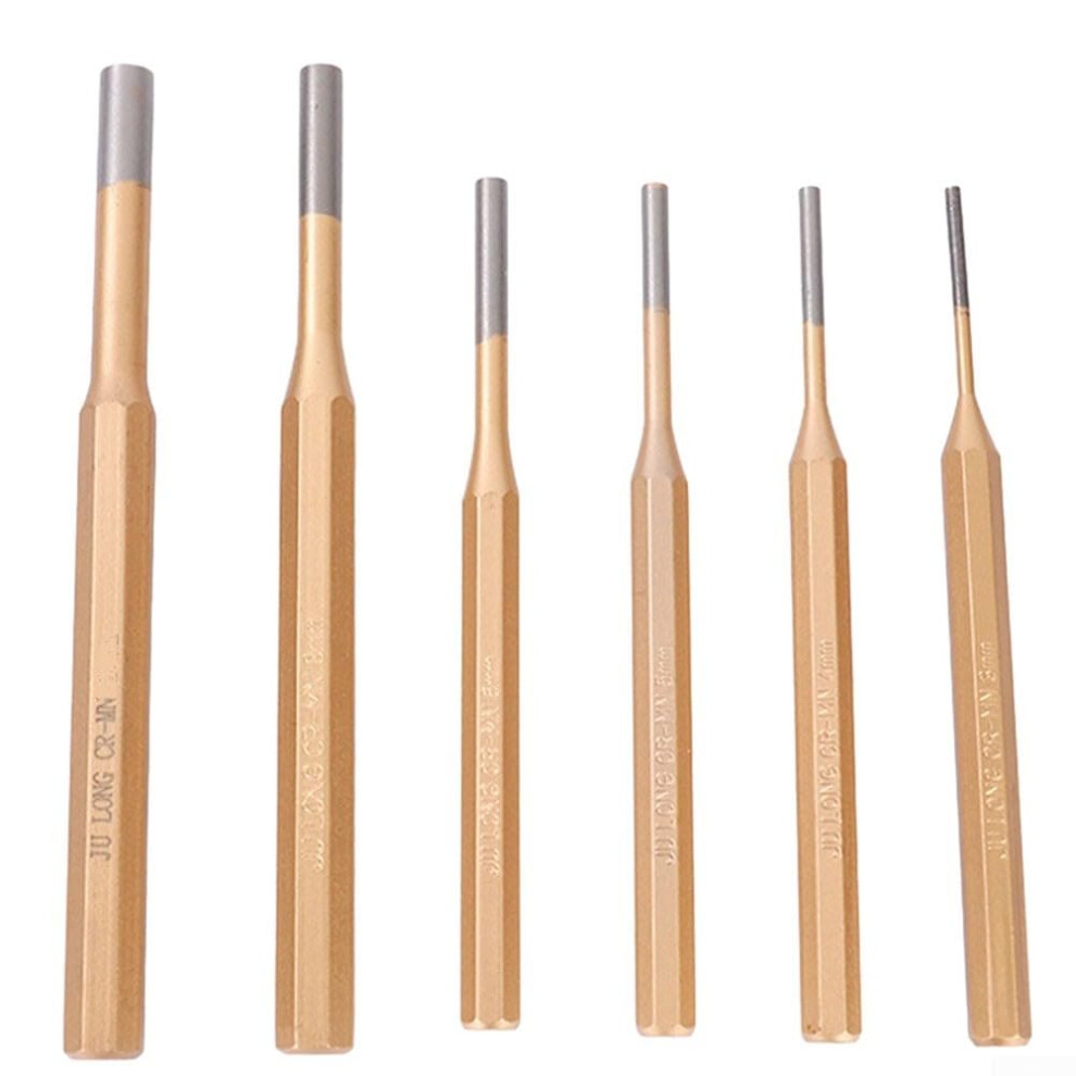 Cylindrical Punch Set 6Piece Pin Punch Center Punch Chisel Kit For Metalworking Assorted Sizes 9164114234957