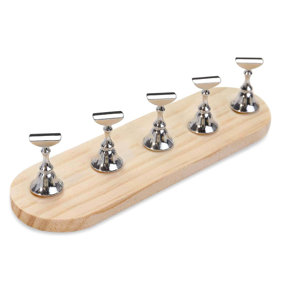 Nail Practice Stand with Stable Wooden Base for DIY Art, Press On Nail Painting and Display