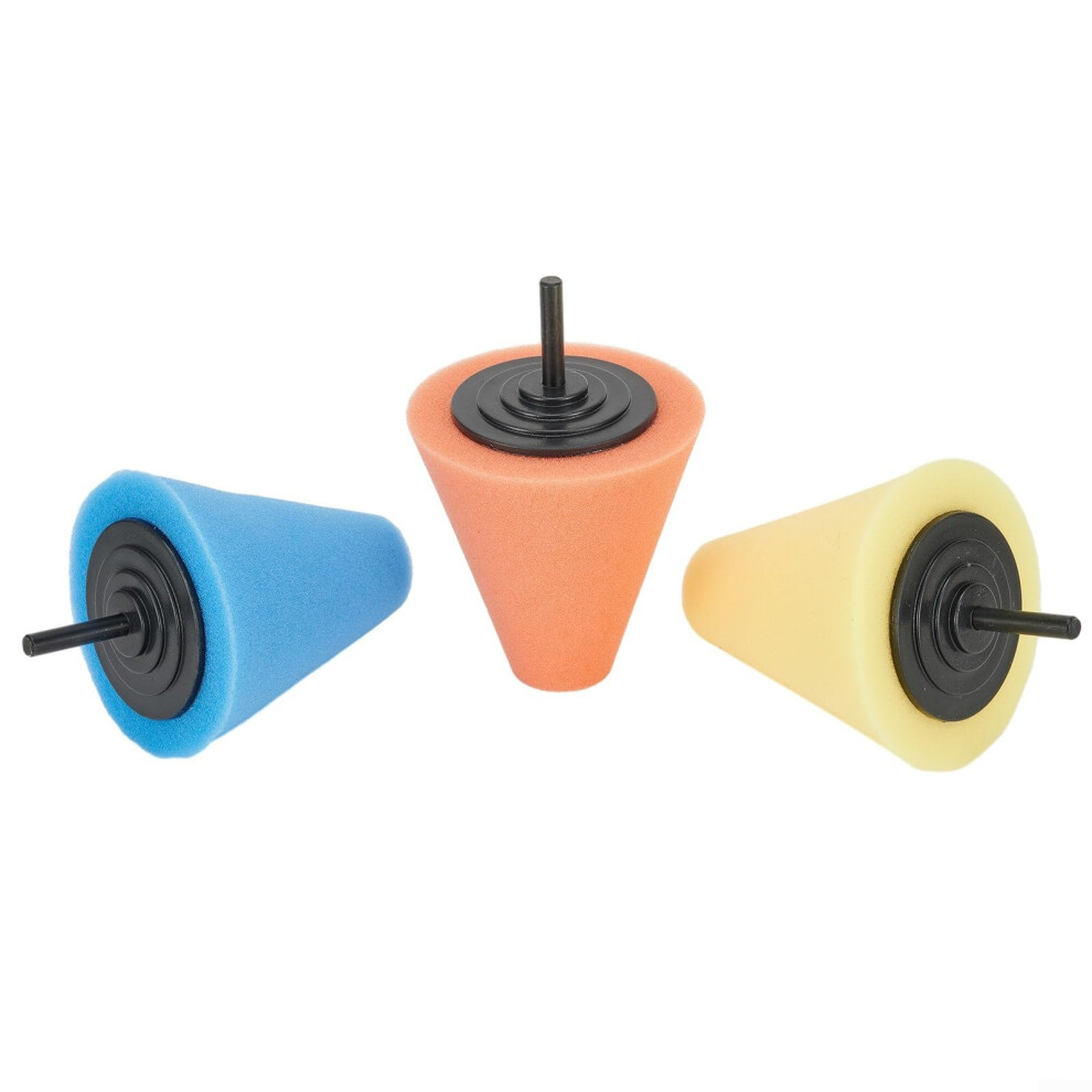 Car Polishing Kit With Conical Foam Buffing Pads For Drill, Reusable Sponges For Wheel Detailing 9164114236654