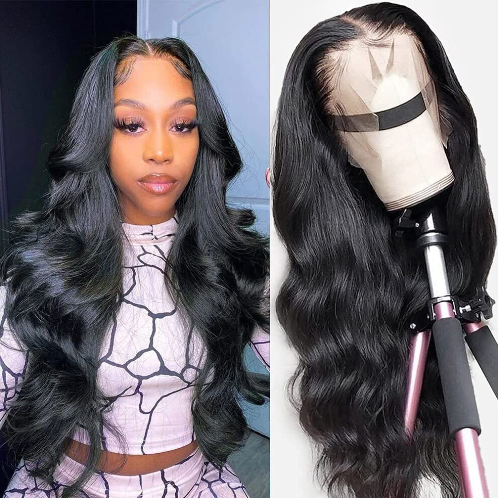 28 Inch Body Wave Lace Front Wig Human Hair, 13x4 Glueless Brazilian Virgin Remy with Baby Hair