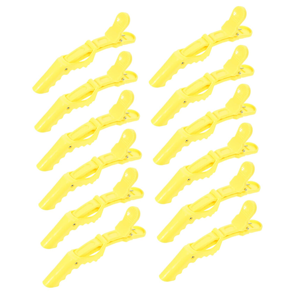 Unisex Yellow Hair Sectioning Clips 12Pcs Professional Alligator Grip Salon Hair Clips For Styling And Sectioning