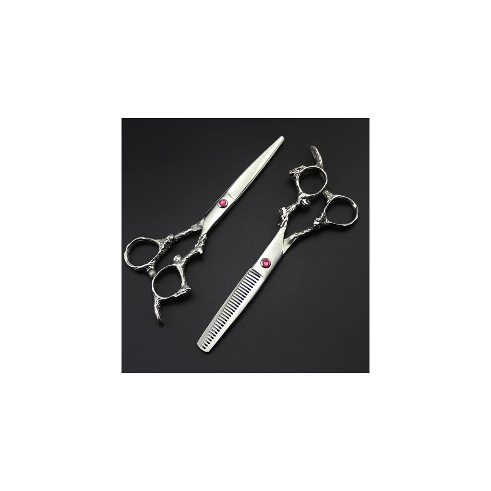Silver Hair Cutting Scissors 6 Inch Japanese Style Salon Shears With Precision Blades And Ergonomic Handle Set