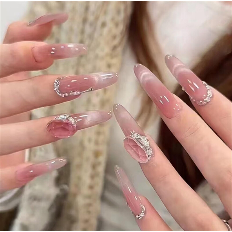 Cream Press On Nails Nude Gradient Almond Shape Fake Nails Salonquality Long Lasting Easy Application