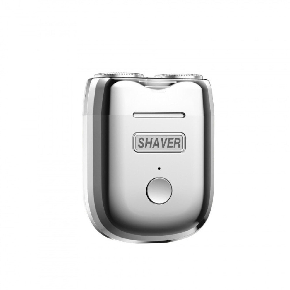 Silver Mini Electric Shaver For Men, Dual Head Waterproof Razor With Usb Charging, Travelfriendly