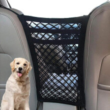 Dog Car Barrier with Stretchable Mesh Organizer for Pet Travel Safety in Cars and SUVs
