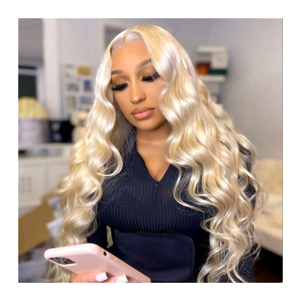 613 Lace Front Wig Honey Blonde Human Hair Transparent Body Wave Pre Plucked for Women