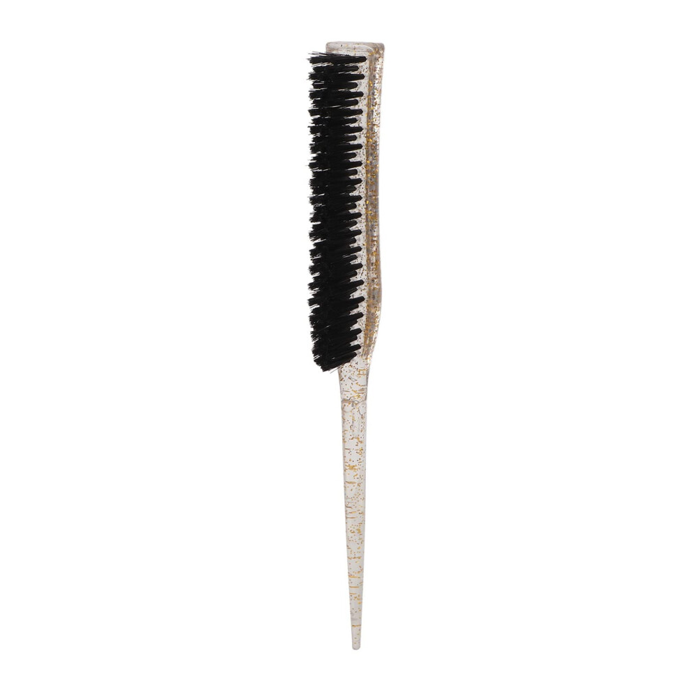 Gold Teasing Brush With Soft Nylon Bristles And Rattail Handle For Instant Hair Volume,