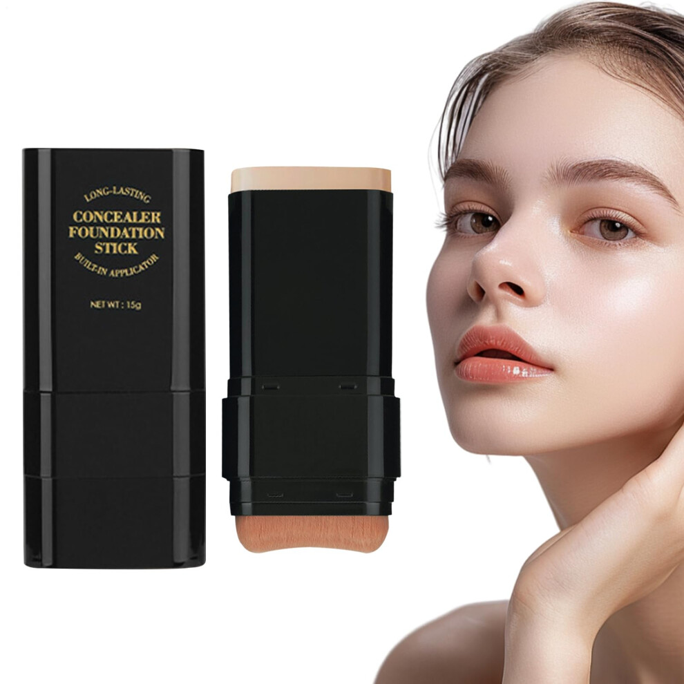 Double Head Foundation Stick with Brush, Full Coverage Moisturizing Concealer Stick