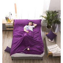 Cotton Sleeping Bag Liner Travel Sheet with Breathable Fabric for Camping Hostels Purple 83x70.86