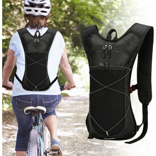 Hydration Backpack with Reflective Strips, Lightweight Nylon, Adjustable Fit for Hiking and Cycling 1