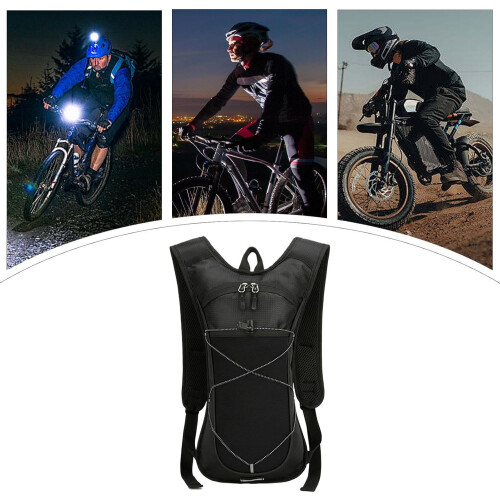 Hydration Backpack with Reflective Strips, Lightweight Nylon, Adjustable Fit for Hiking and Cycling 2