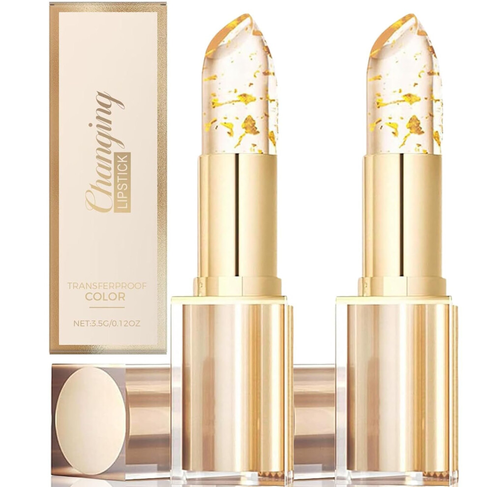 2Pcs pH Reactive Color Changing Lipstick, Long Lasting Transfer Proof Hydrating Lip Balm for Women