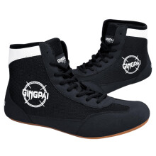 Youth Boxing Shoes with NonSlip Rubber Sole for Training, Unisex Boots for Kids and Adults, Black 30 EU