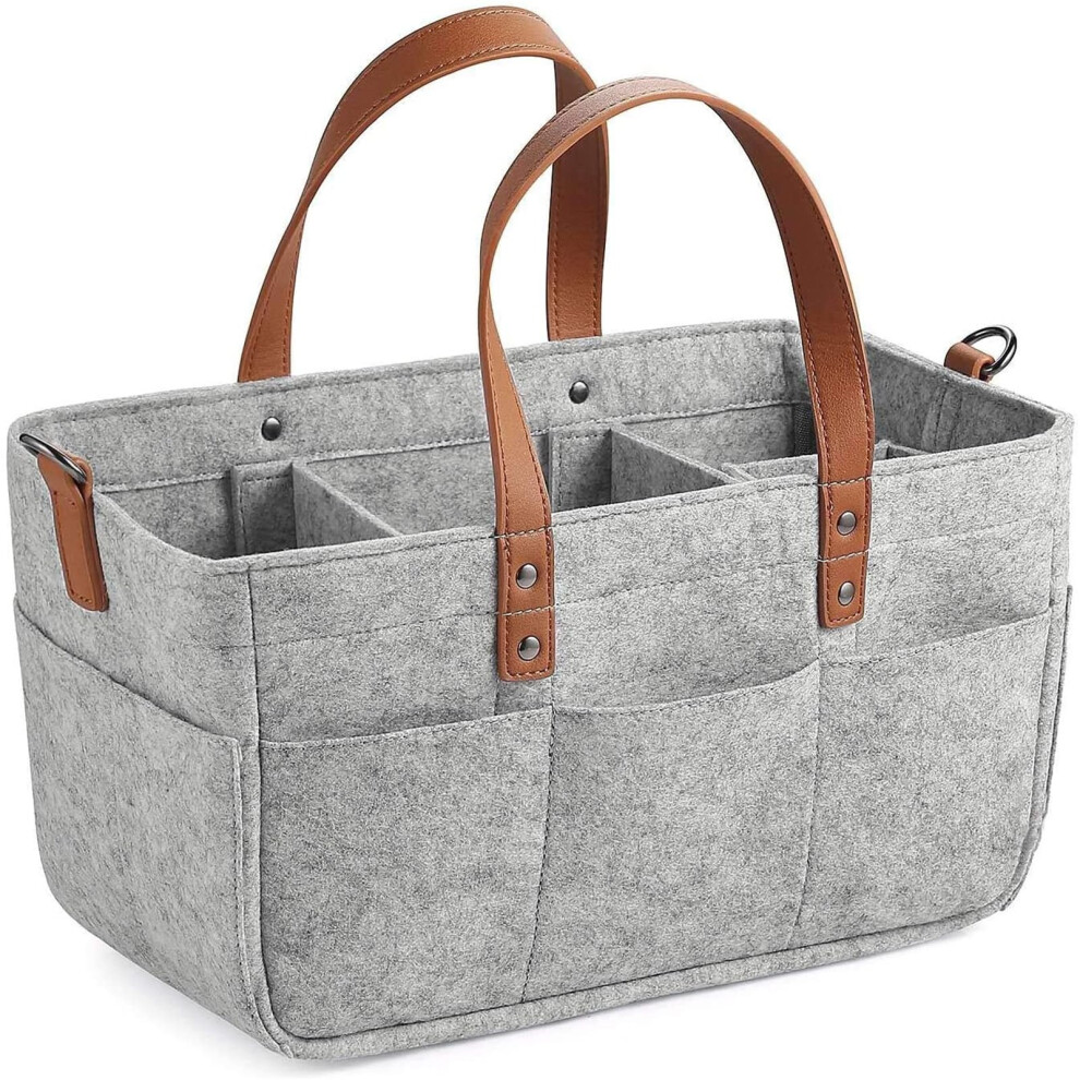 Diaper Caddy Organizer with Large Capacity Felt Nursery Storage Basket for Diapers and Wipes