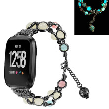 Stainless Steel Elegant Adjustable Replacement Band Bracelet for Fitbit Versa 2 and Versa Lite Women Black