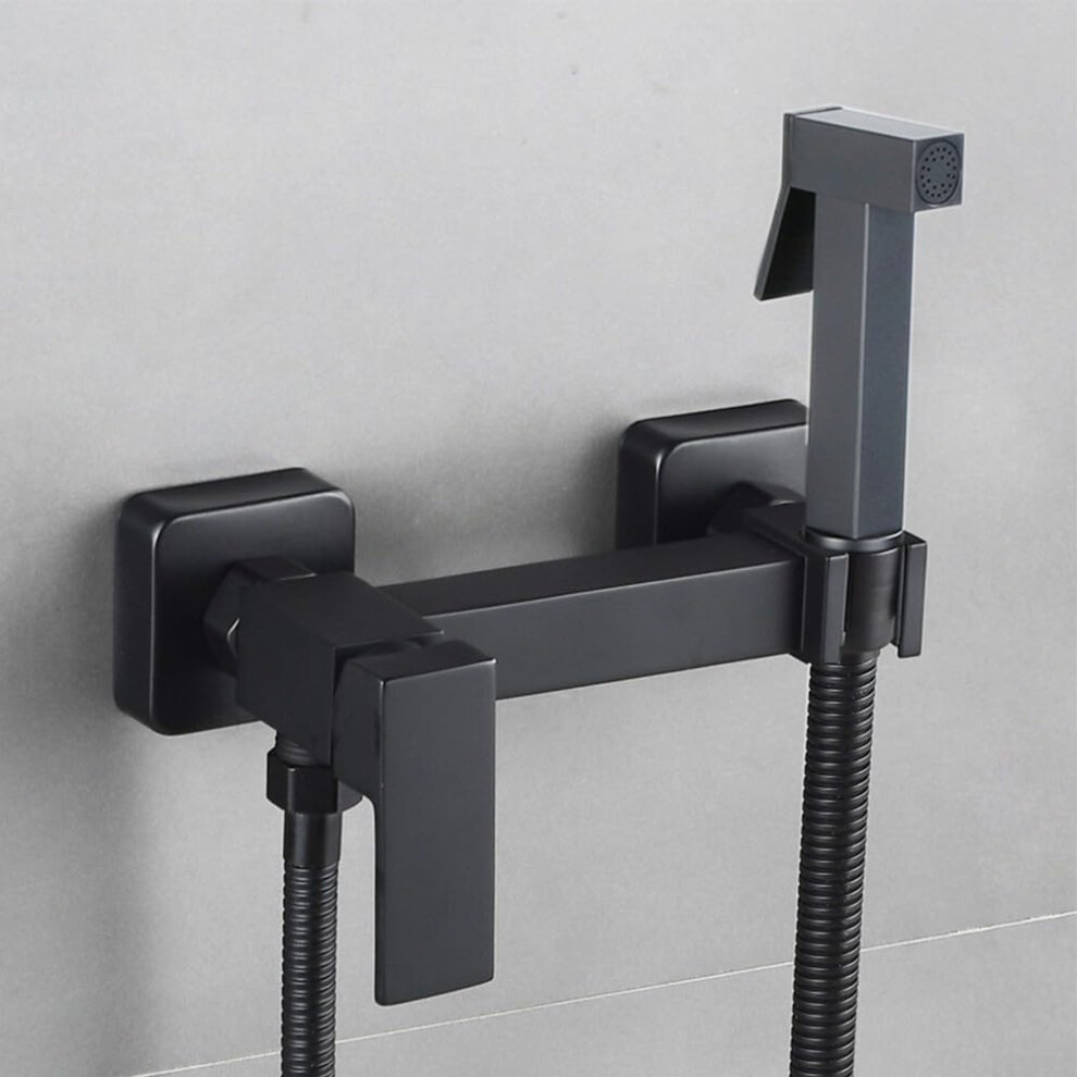 Zinc Alloy Bidet Attachment Anti Clogging Metal Spray Nozzle Leakproof T Valve Handheld Bidet Sprayer Black 9044945431759