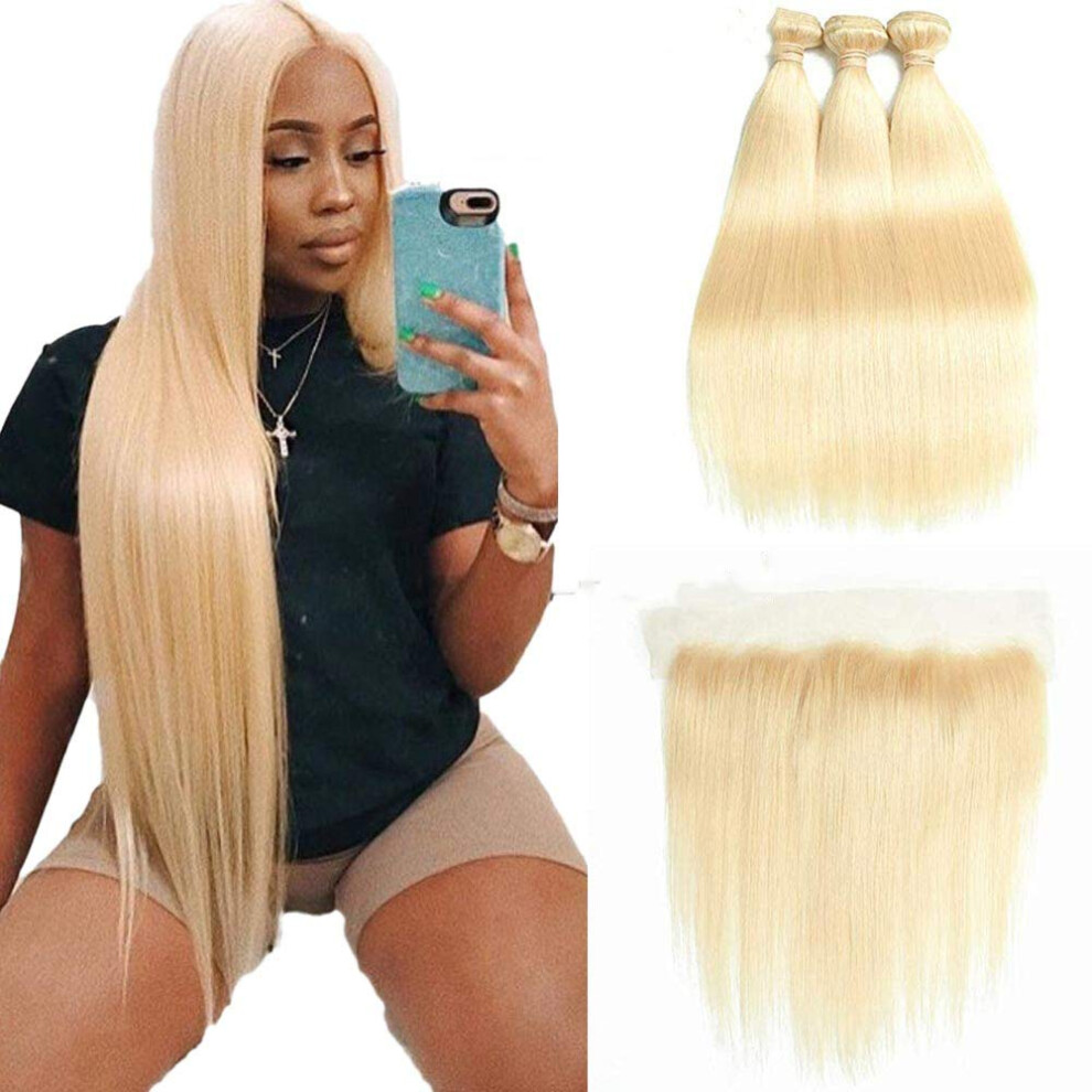 Unisex 613 Blonde Brazilian Human Hair Lace Front Wig 13X4 Preplucked 150% Density Natural Hairline