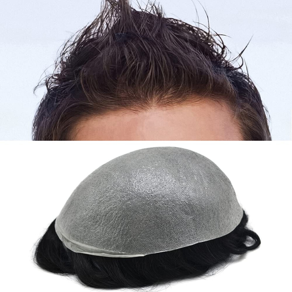 Unisex Men Hairpiece Vloop Ultra Thin Skin Toupee 0.04Mm Human Hair 8X10 Inch Natural Knotless Hairline