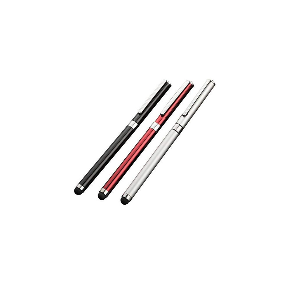 Stylus Pen For Archos 50B Helium 4G, 2 In 1 Stylus And Ballpoint Pen Combo, 3 Pack Sensitivity Silver/Red/Black 9099447206893