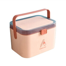 Large Capacity First Aid Kit Box with Lock and Removable Tray for Home Camping Hiking Outdoor Use (LPink)