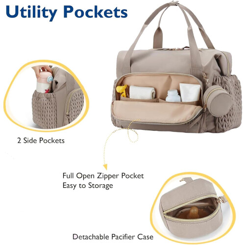 Large Capacity Waterproof Diaper Bag Tote with Pacifier Case and MultiCompartment Design 2