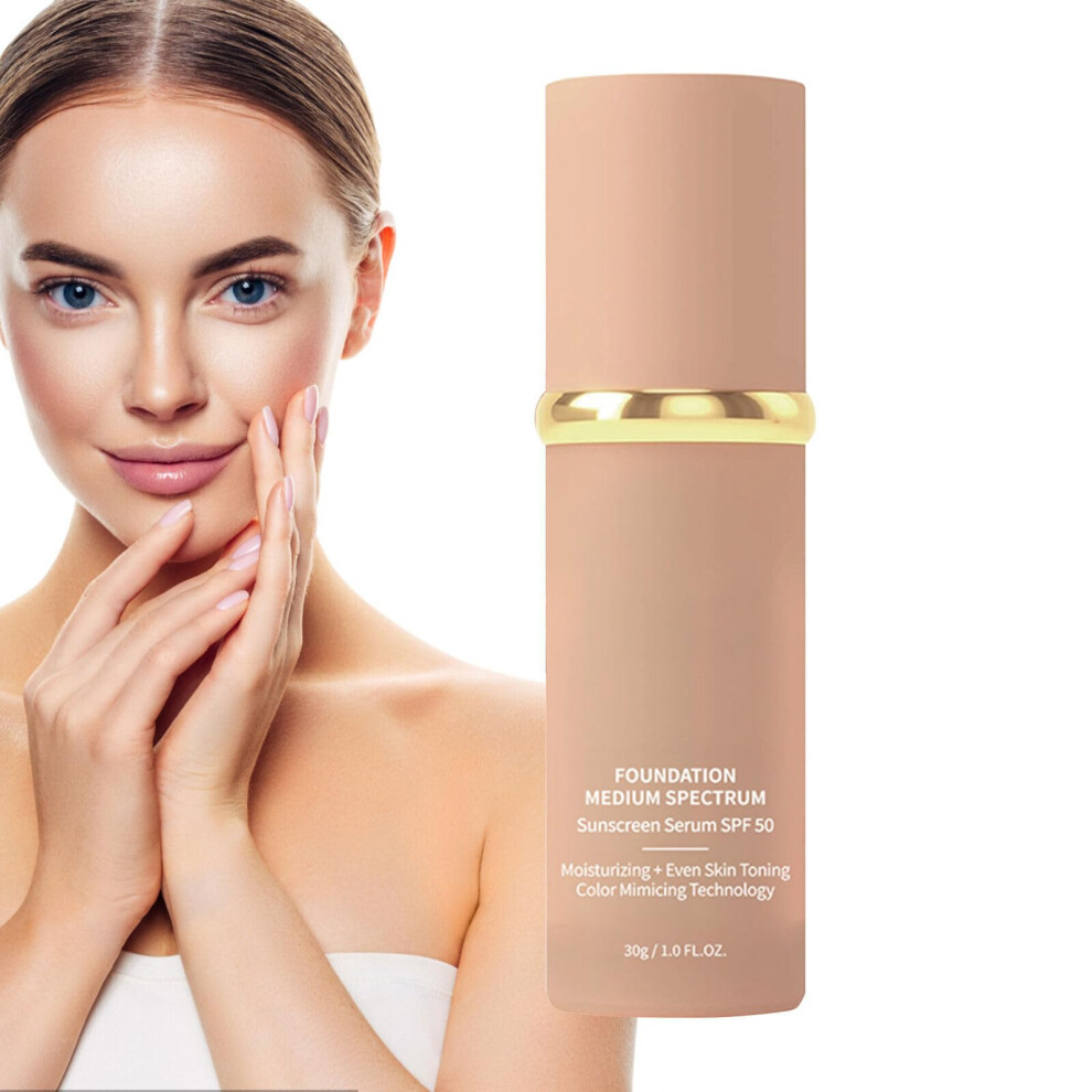 Foundation Serum SPF 50 Sun Protection Waterproof Sweatproof Medium Coverage Hydrating 1.0 fl oz