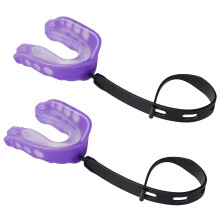 Youth Mouth Guard with Strap 2 Pack for Football Boxing Rugby MMA, Soft Comfortable Fit, Purple