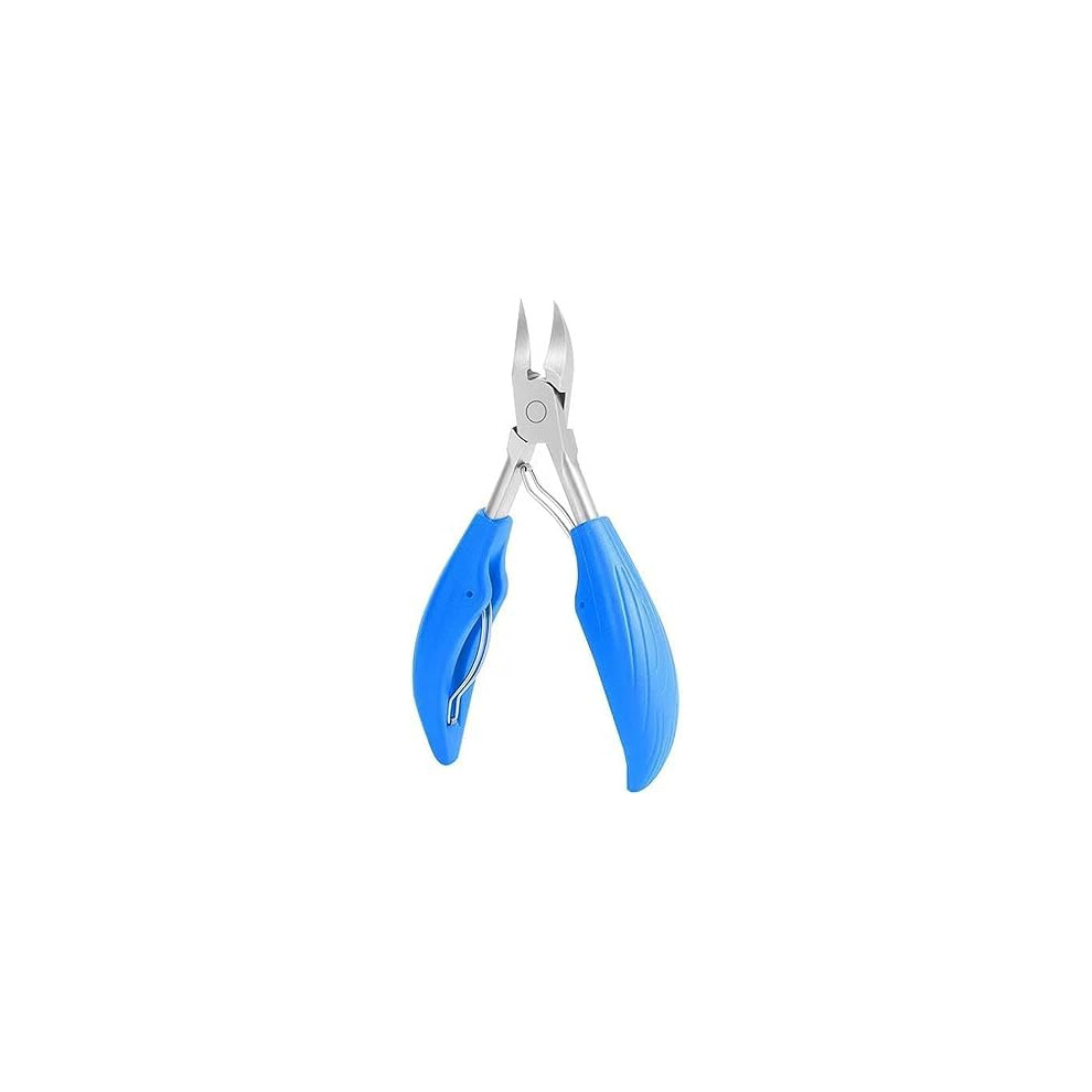 Blue Wide Jaw Toenail Clippers For Thick Nails With Antisplash Design And Slanted Blades