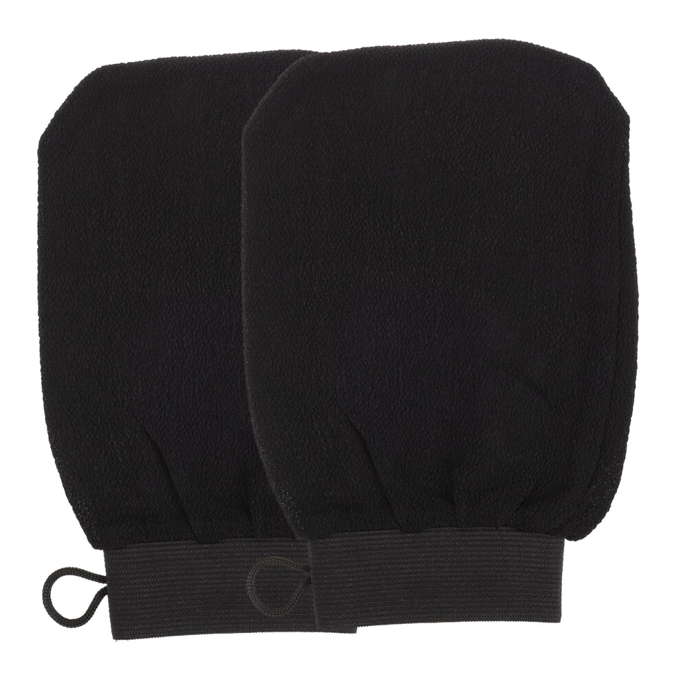 Black Exfoliating Bath Gloves Body Scrubber Mitts For Gentle Skin Exfoliation And Dead Skin Removal