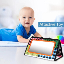 Baby Car Mirror with Dual Mounting Design, Foldable Travel Friendly Rear Seat and Crib Hanging Toy
